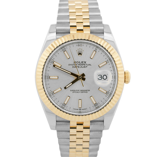 2025 PAPERS Rolex DateJust 41 SILVER 18K Gold Steel JUBILEE 41mm 126333 BOX