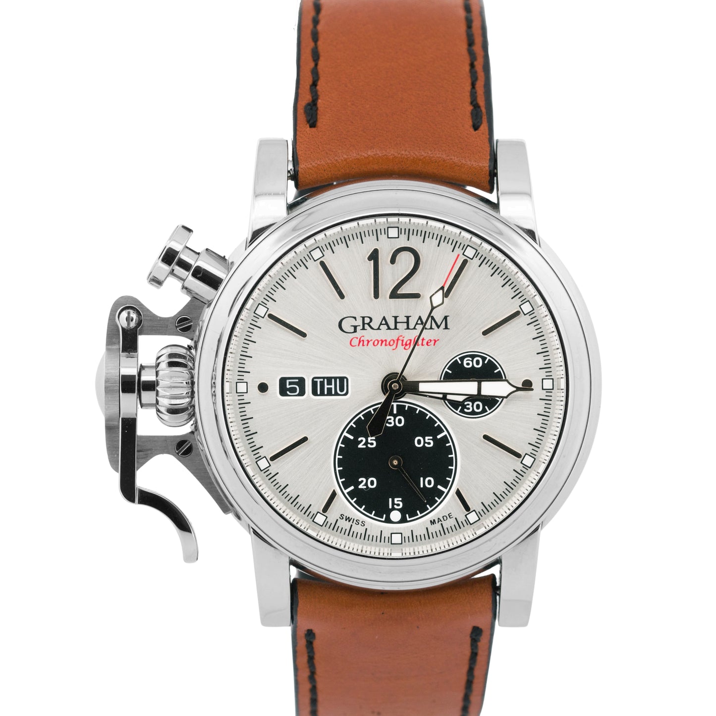 PAPERS Graham Chronofighter Vintage Steel SILVER 44mm 2CVAS.S03A Watch BOX