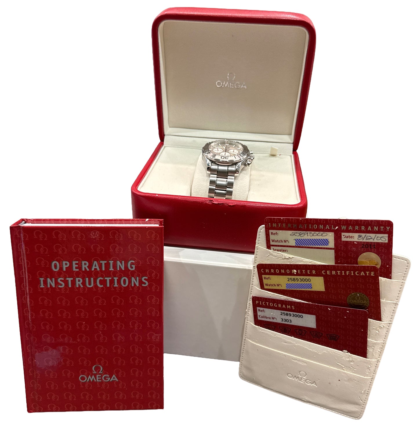 2005 PAPERS Omega Seamaster Diver 300M SILVER Steel 41.5mm 2589.30.00 Watch BOX