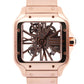 PAPERS Cartier Santos 39.8mm SKELETON 18K Rose Gold 4110 WHSA0016 BOX