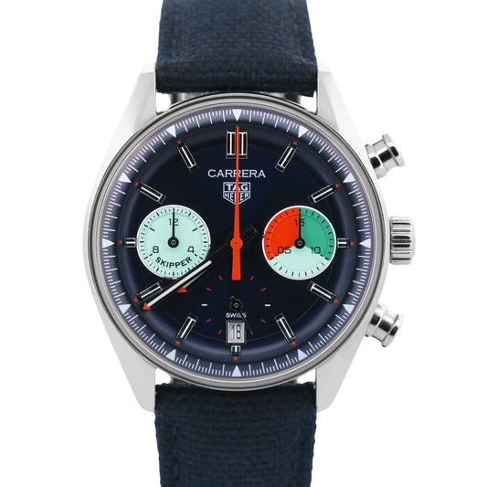 PAPERS Tag Heuer Carrera Skipper BLUE Stainless Steel 39mm CBS2213.FN6002 BOX