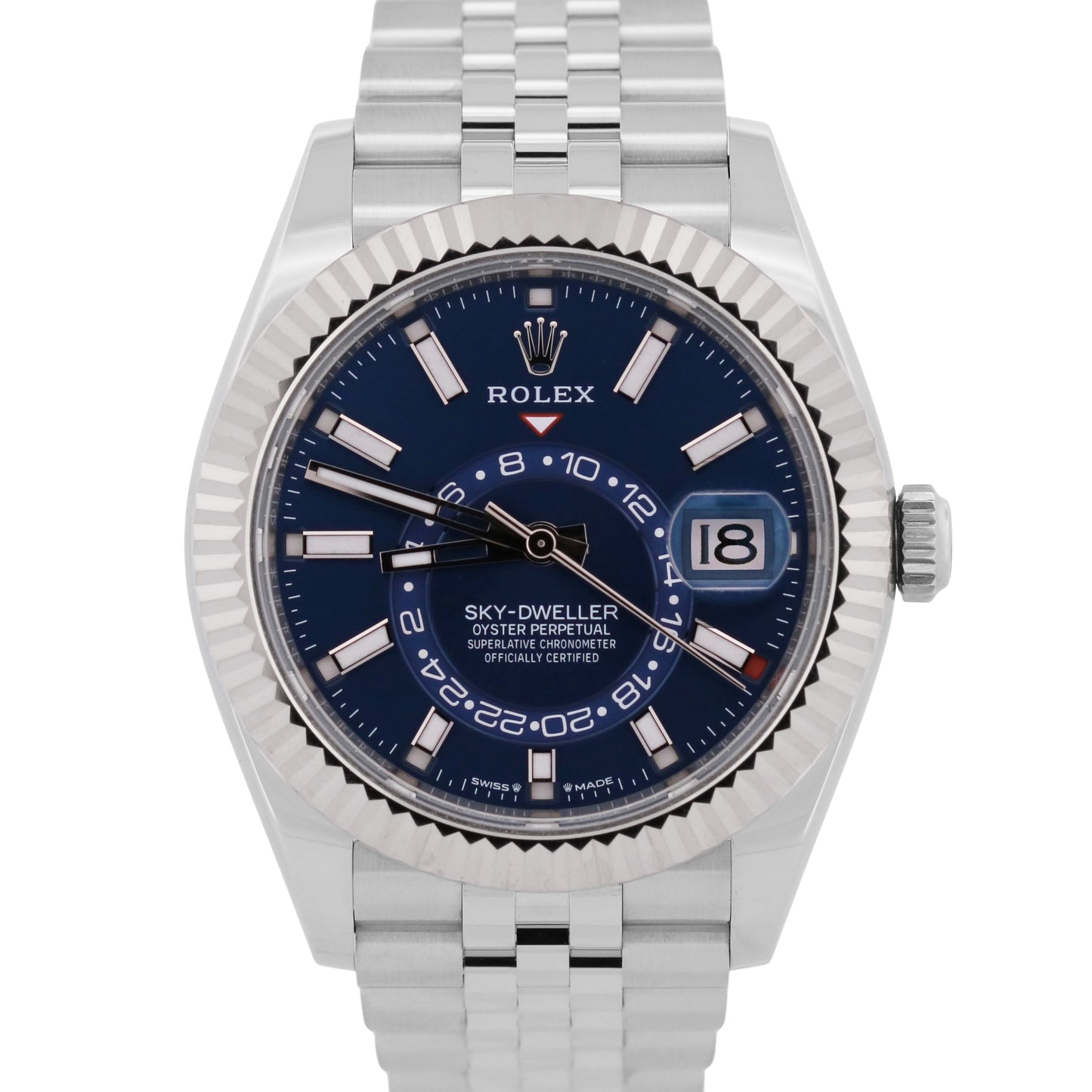 2024 PAPERS Rolex Sky-Dweller BLUE 42mm JUBILEE 18K Steel Watch 336934 BOX