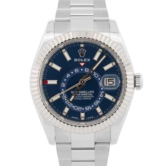 2021 Rolex Sky-Dweller 326934 Blue Stainless Steel Oyster 18K 42mm Box Papers