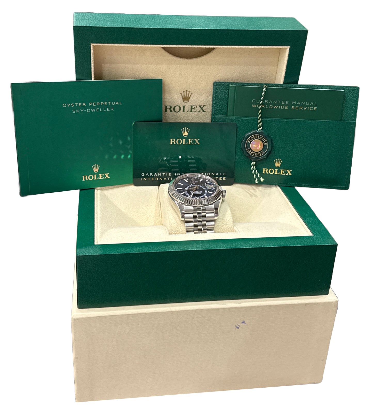MINT 2021 NEW PAPERS Rolex Sky-Dweller BLUE JUBILEE 18K 42mm Steel 326934 BOX