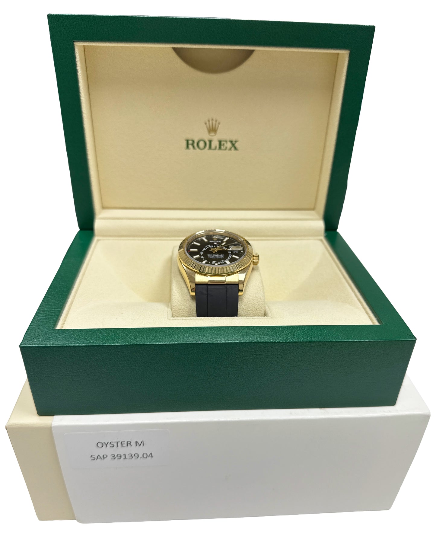 2023 Rolex Sky-Dweller BLACK 18K Yellow Gold Rubber OYSTERFLEX 42mm 336238 BOX