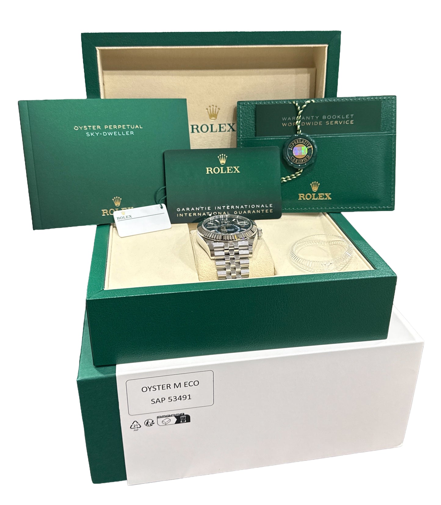 2025 PAPERS Rolex Sky-Dweller BLUE 42mm Steel 18K Gold JUBILEE Watch 336934 BOX