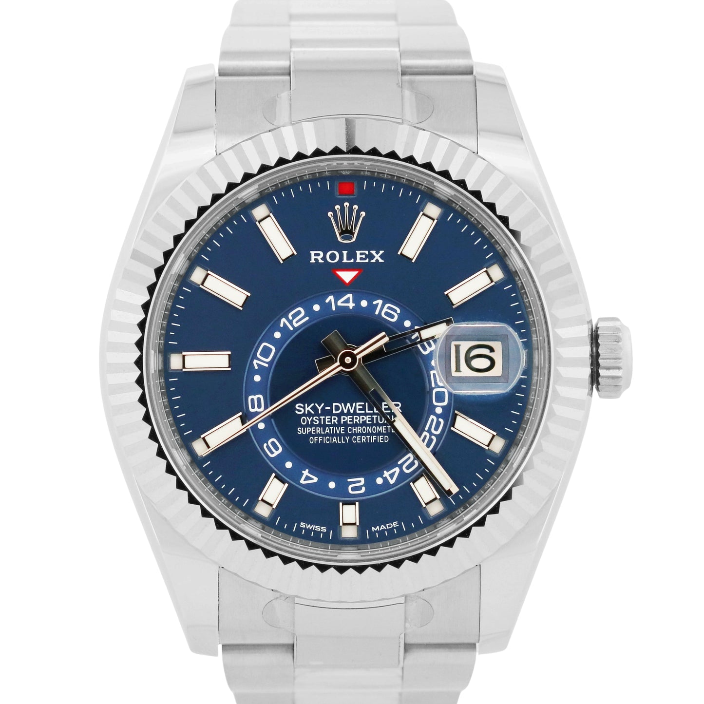 MINT Rolex Sky-Dweller BLUE Steel 18K White Gold 42mm OYSTER 326934 BOX