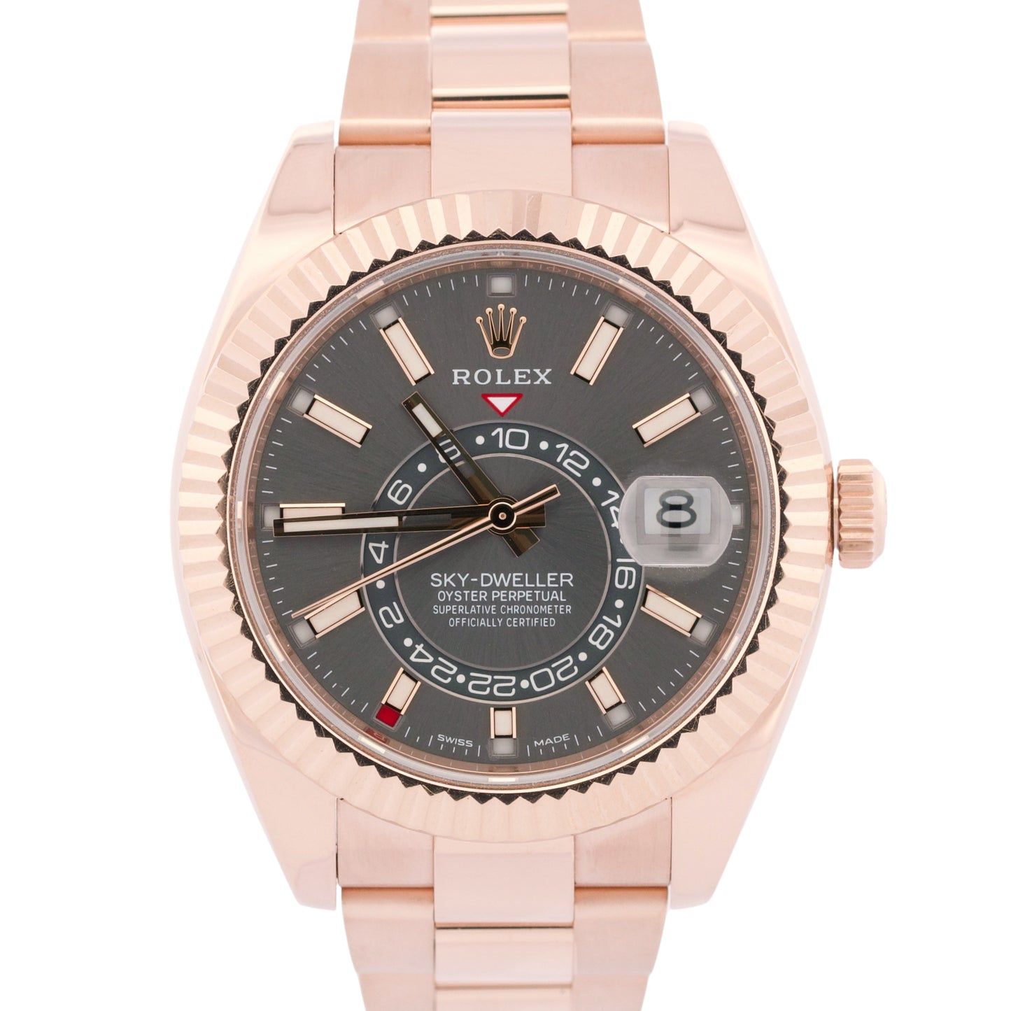 2023 PAPERS Rolex Sky-Dweller Rose Gold SLATE Gray Rhodium 42mm 326935 BOX