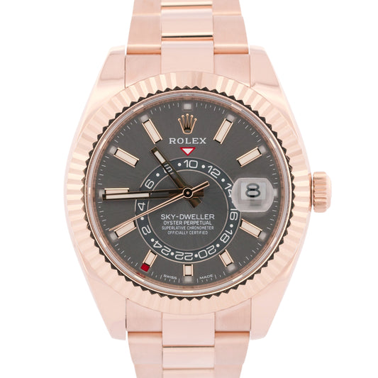 2023 PAPERS Rolex Sky-Dweller Rose Gold SLATE Gray Rhodium 42mm 326935 BOX