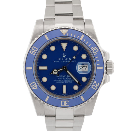 2022 RSC Rolex Submariner 40mm BLUE 18K White Gold SMURF Ceramic 116619 LB BOX