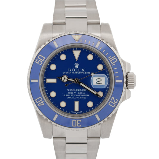 PAPERS Rolex Submariner Date SMURF Blue 18K Gold Ceramic 40mm 116619 LB BOX
