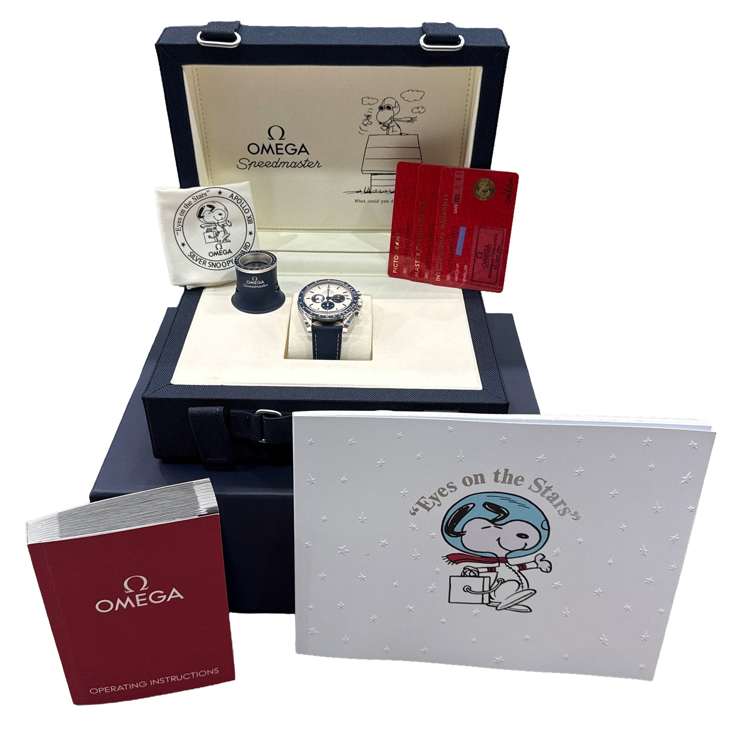 2024 PAPERS Omega Speedmaster SNOOPY Blue Steel 42mm 310.32.42.50.02.001 BOX