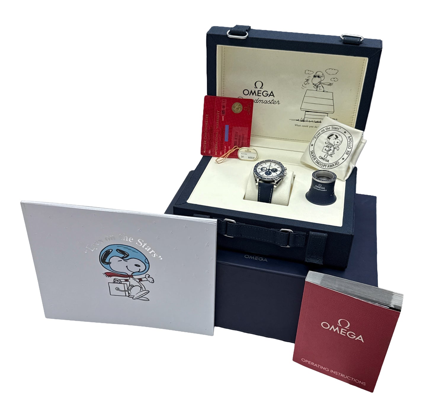 NEW 2025 PAPERS Omega Speedmaster SILVER SNOOPY AWARD BLUE 310.32.42.50.02.001