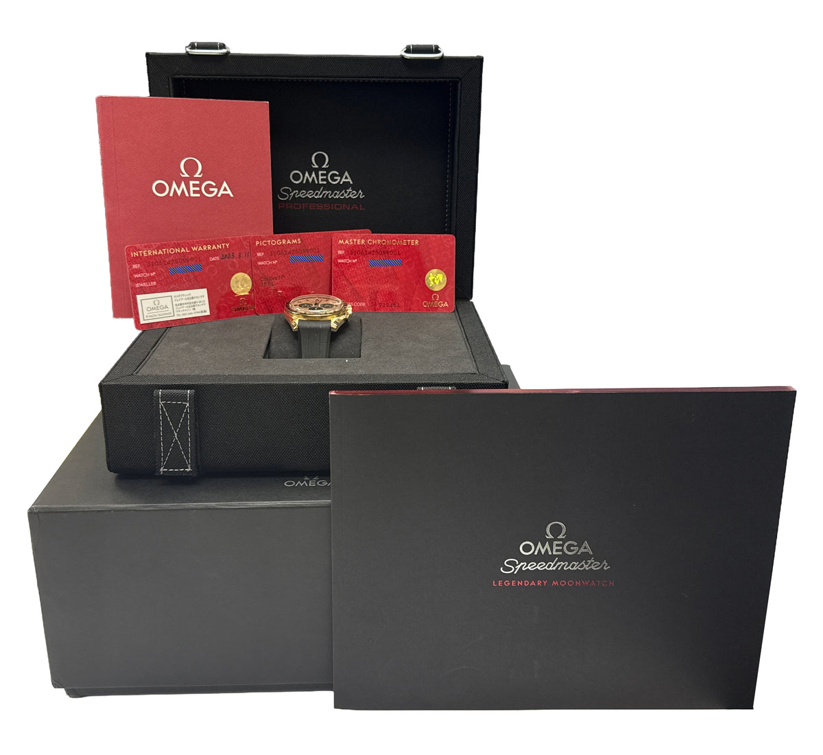 2023 Omega Speedmaster 310.62.42.50.99.001 Moonshine 18K Yellow Gold Box Papers