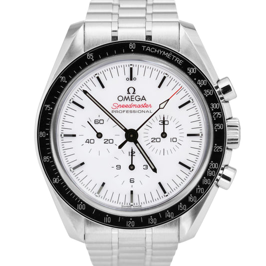 PAPERS Omega Speedmaster Moonwatch WHITE 42mm Steel 310.30.42.50.04.001 BOX