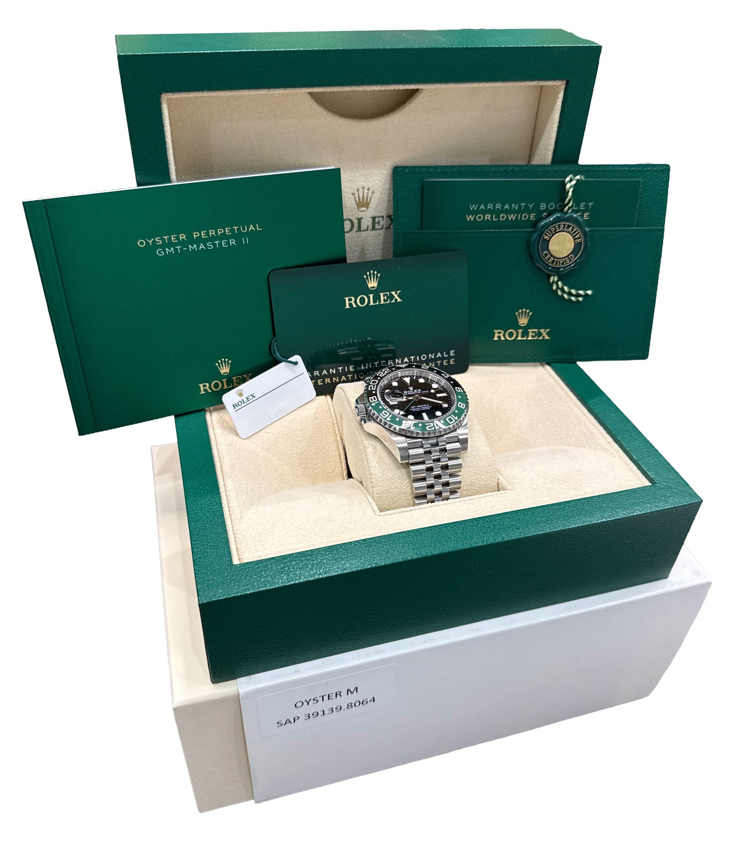 2024 PAPERS Rolex GMT-Master II SPRITE Green Black JUBILEE Watch 126720 VTNR BOX