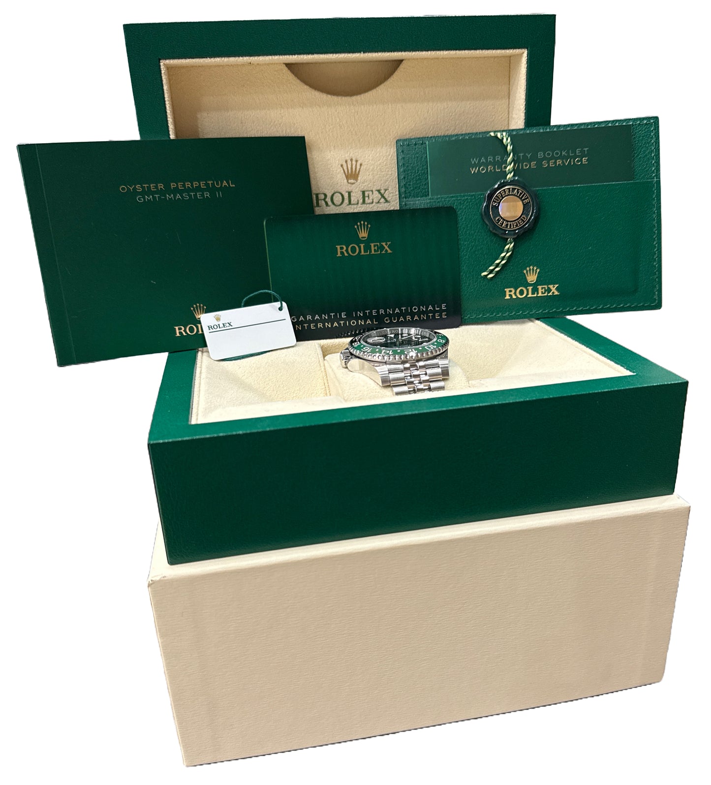 NEW 2024 PAPERS Rolex GMT-Master II SPRITE Green Black JUBILEE 126720 VTNR BOX