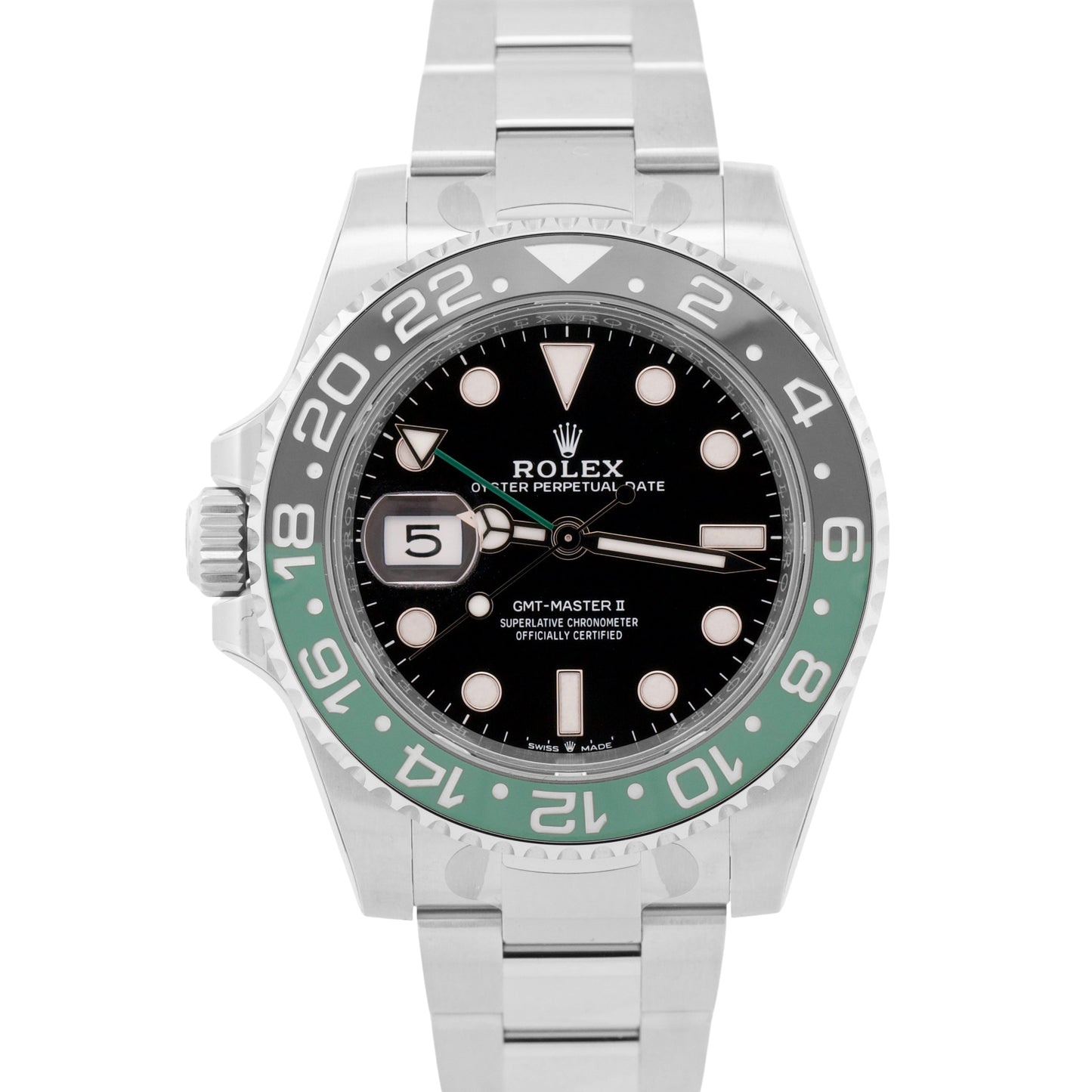 NEW STICKERED PAPERS Rolex GMT-Master II SPRITE GREEN Steel 40mm 126720 VTNR BOX