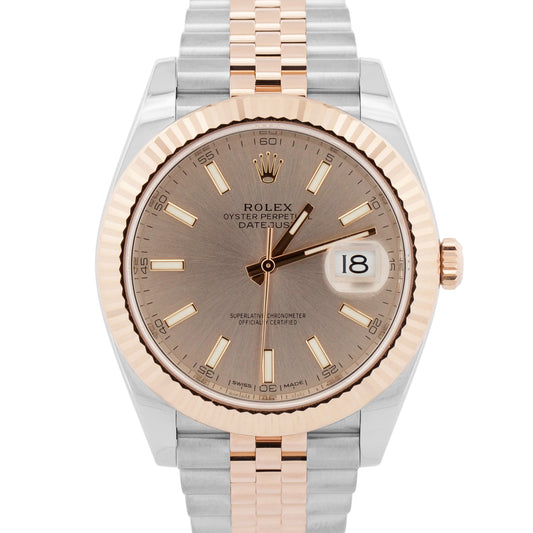 2019 PAPERS Rolex DateJust 41mm SUNDUST PINK Steel 18K Gold JUBILEE 126331 BOX