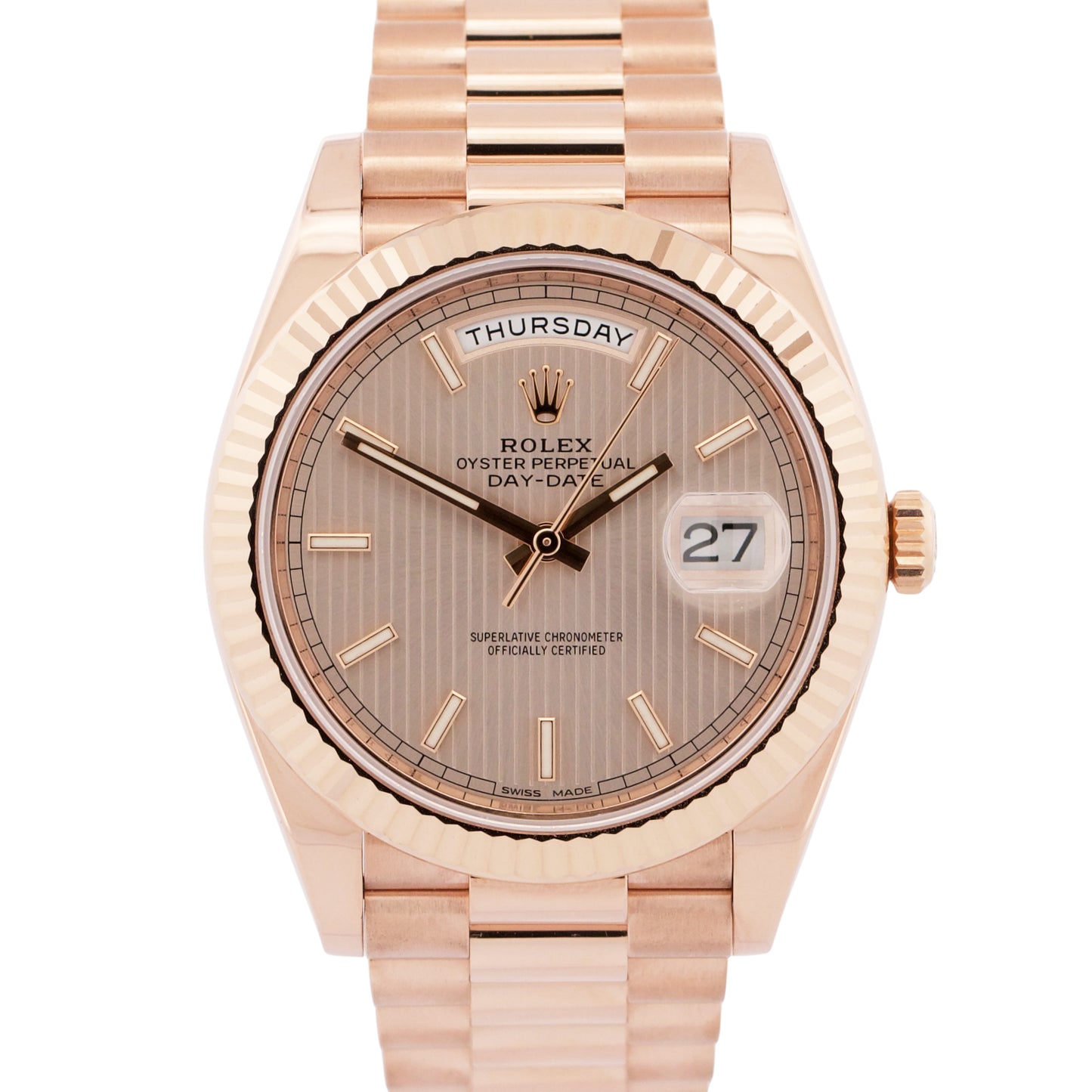 2019 Rolex Day-Date President 228235 Sundust Tapestry 18K Gold 40mm Box Papers