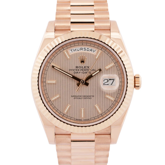 2019 Rolex Day-Date President 228235 Sundust Tapestry 18K Gold 40mm Box Papers