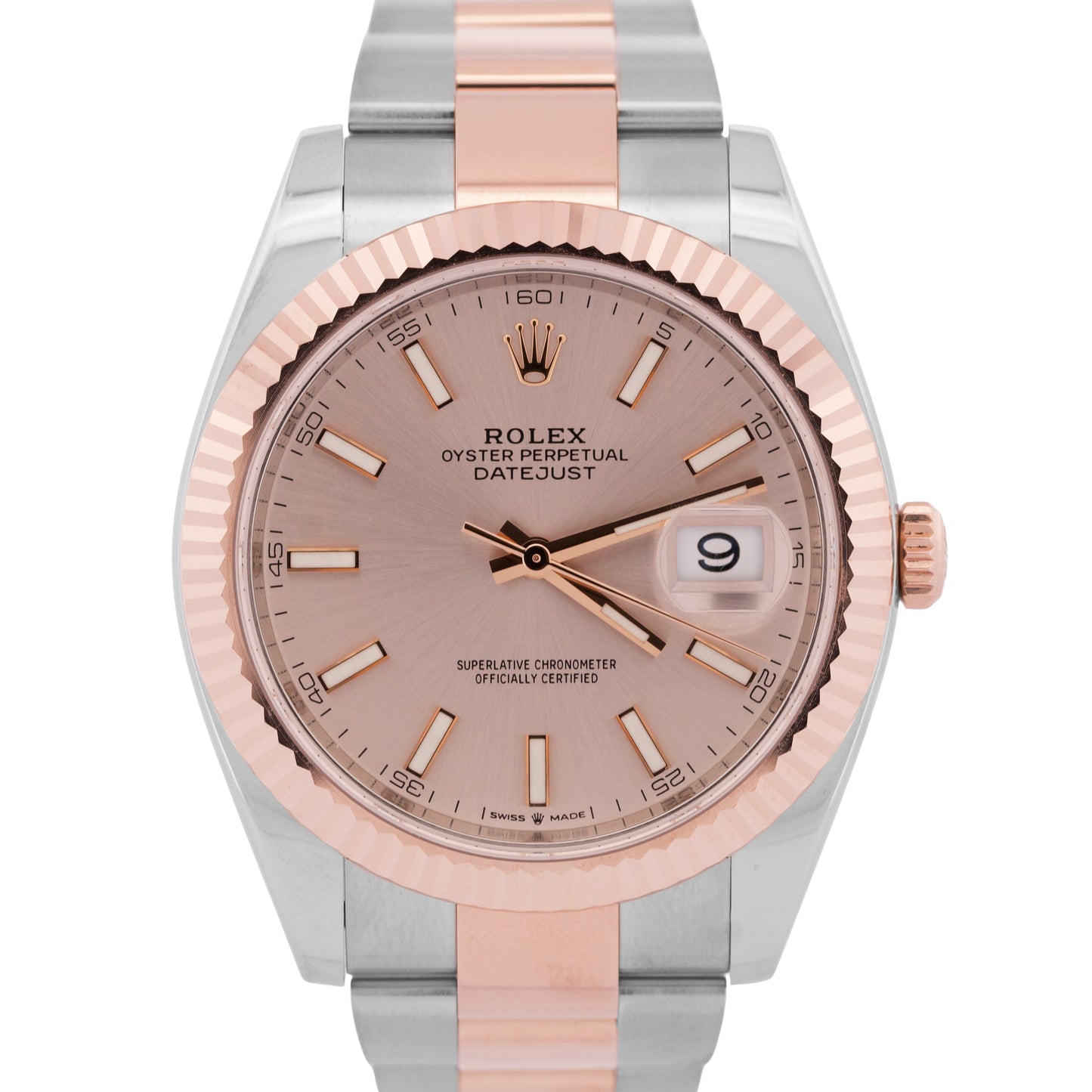 Rolex DateJust 41 SUNDUST Two-Tone 18k Rose Gold Fluted Steel OYSTER 41mm 126331