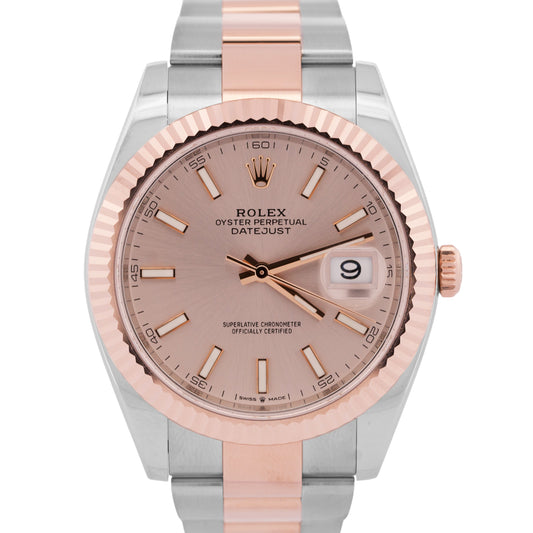 Rolex DateJust 41 SUNDUST Two-Tone 18k Rose Gold Fluted Steel OYSTER 41mm 126331