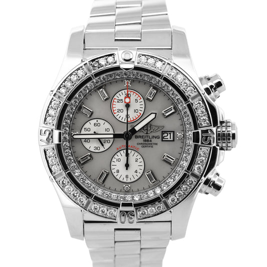 Breitling Super Avenger Chronograph MOTHER OF PEARL DIAMOND 48mm Steel A13370