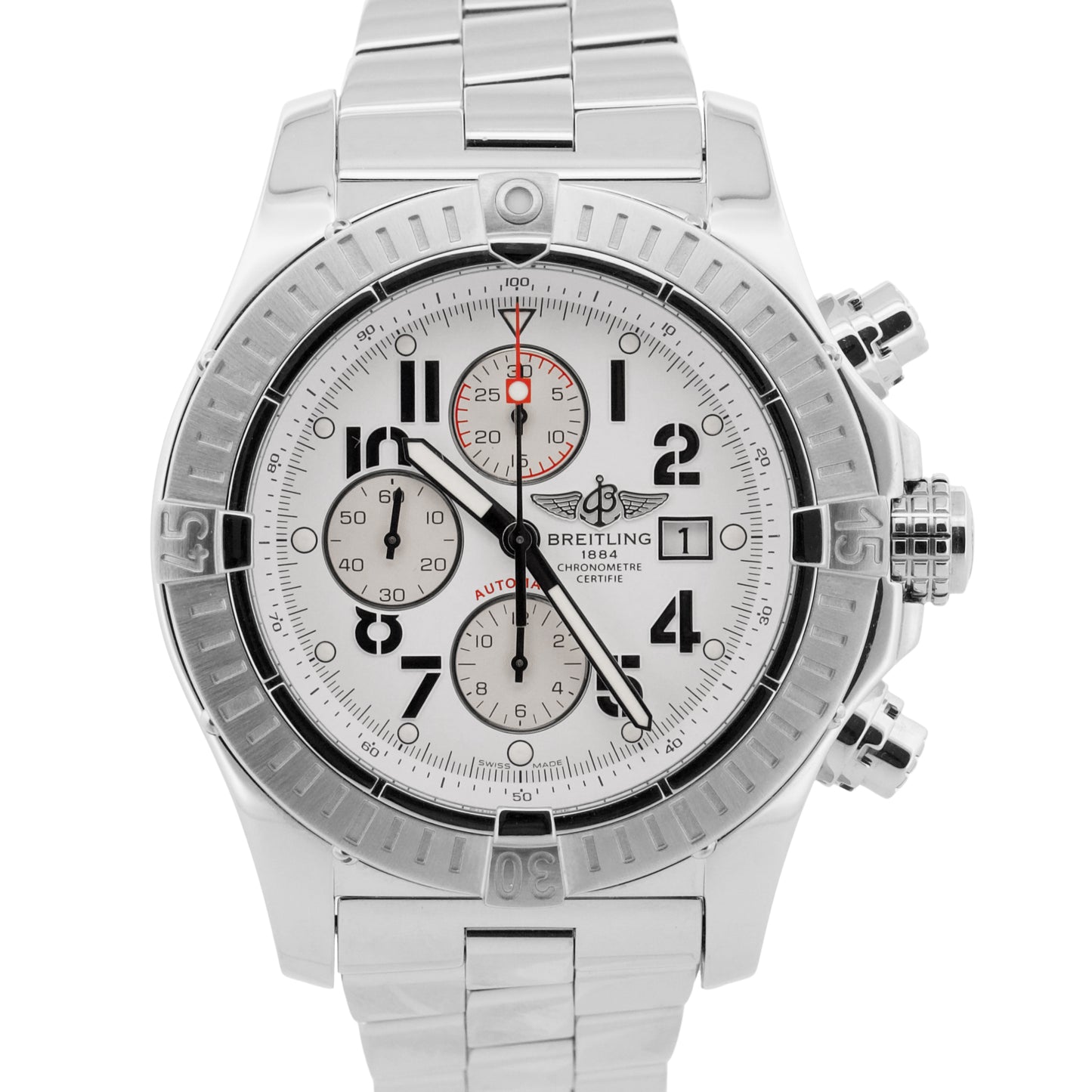 2013 Breitling Super Avenger Chronograph White 48mm Steel A13370 Box Papers