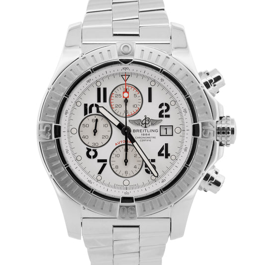 2013 Breitling Super Avenger Chronograph White 48mm Steel A13370 Box Papers