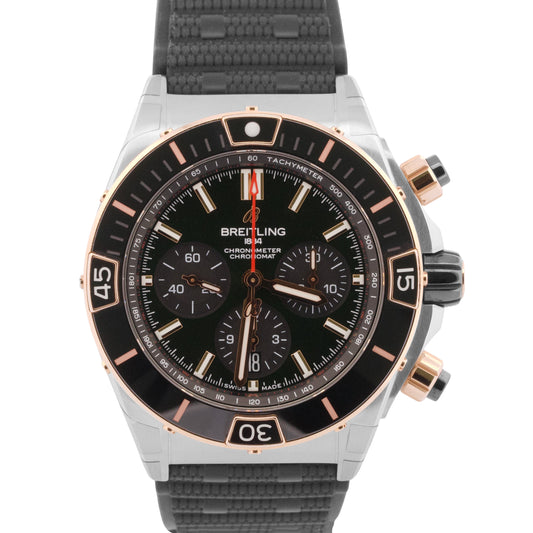 NEW JULY 2025 PAPERS Breitling Super Chronomat 18K Gold 44mm Steel UB0136 BOX
