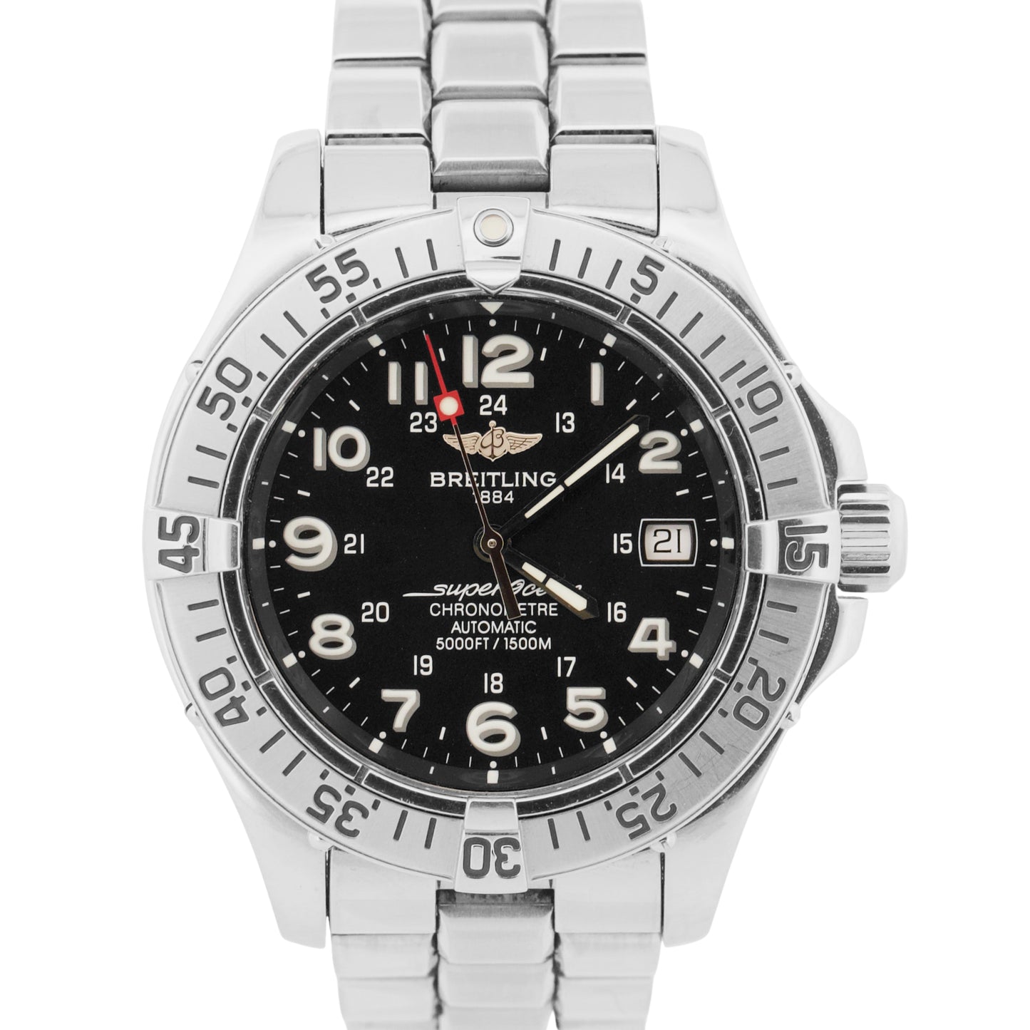 2004 PAPERS Breitling SuperOcean 42mm BLACK Steel Automatic A17360 Watch BOX