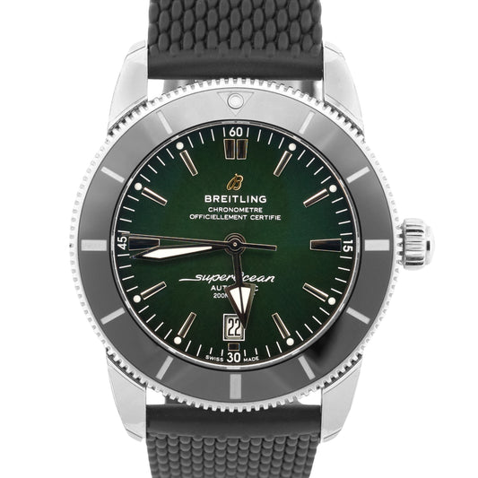 NEW STICKERED PAPERS Breitling Superocean Heritage B01 GREEN 46mm AB2020 BOX