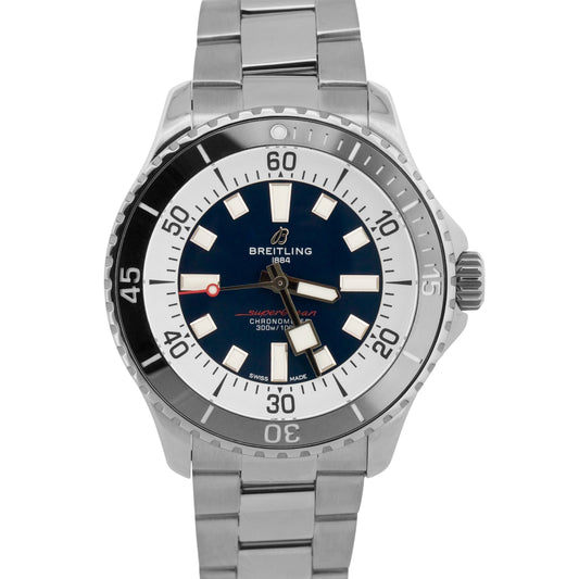 Breitling SuperOcean A17376 Blue White Stainless Steel Automatic 44mm Watch