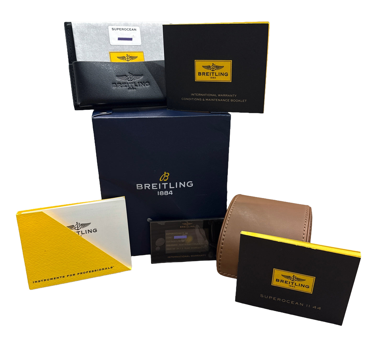2019 PAPERS Breitling SuperOcean II 44 BLACK Stainless Steel 44mm A17392 BOX