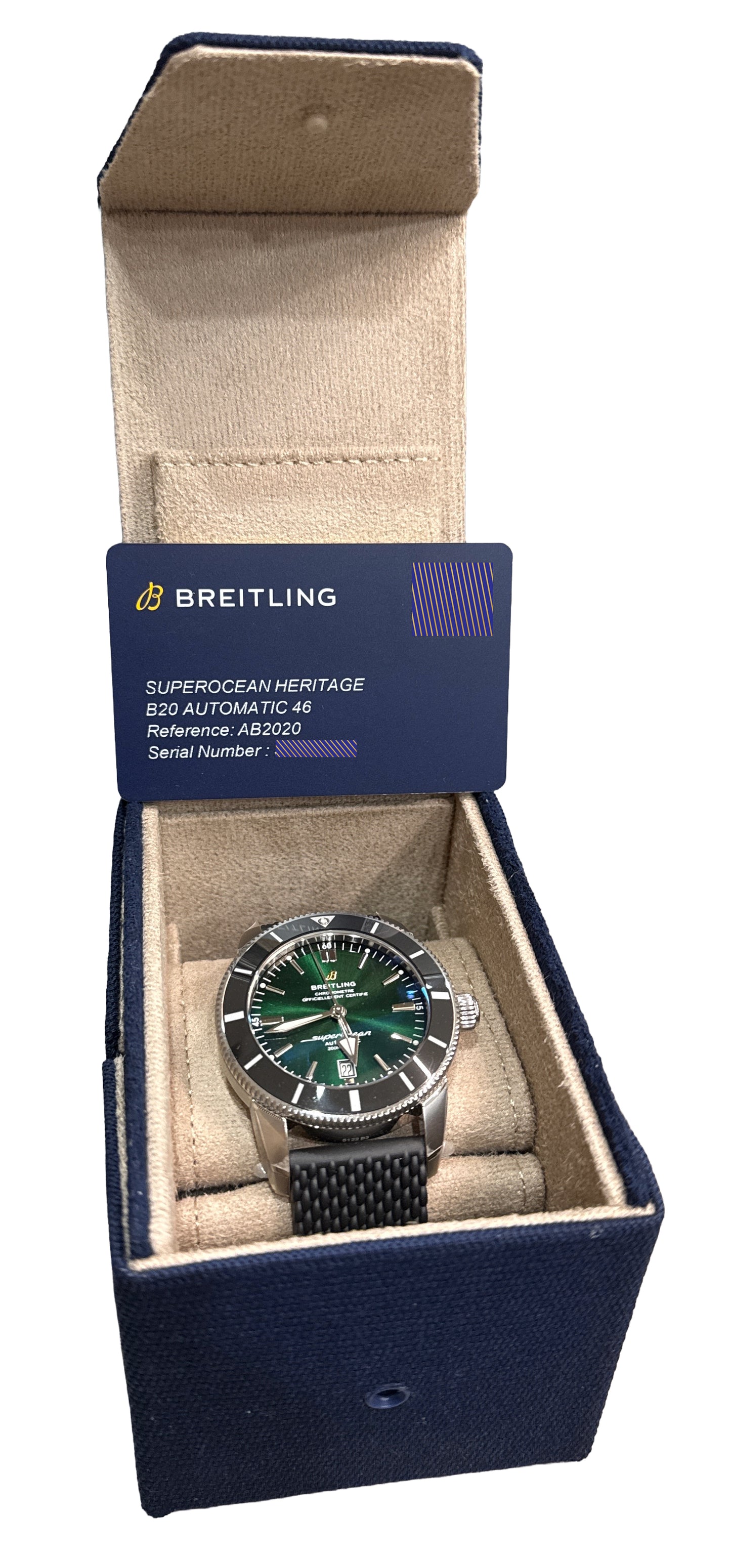 NEW STICKERED PAPERS Breitling Superocean Heritage B01 GREEN 46mm AB2020 BOX
