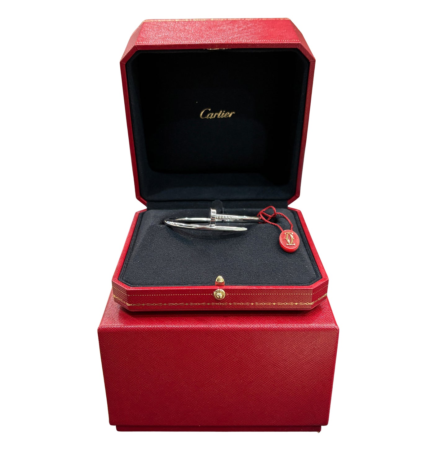 PAPERS Cartier Juste Un Clou Nail Bracelet Size 17 18K White Gold AU 750 BOX