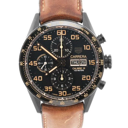 PAPERS Tag Heuer Carrera Chronograph BLACK 43mm PVD Titanium CV2A84.FC6394 BOX
