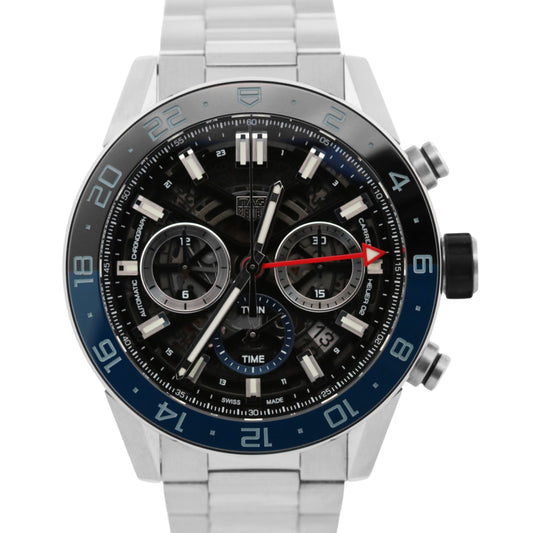 PAPERS Tag Heuer Carrera SKELETON Chronograph Steel 45mm CBG2A1Z.BA0658 BOX