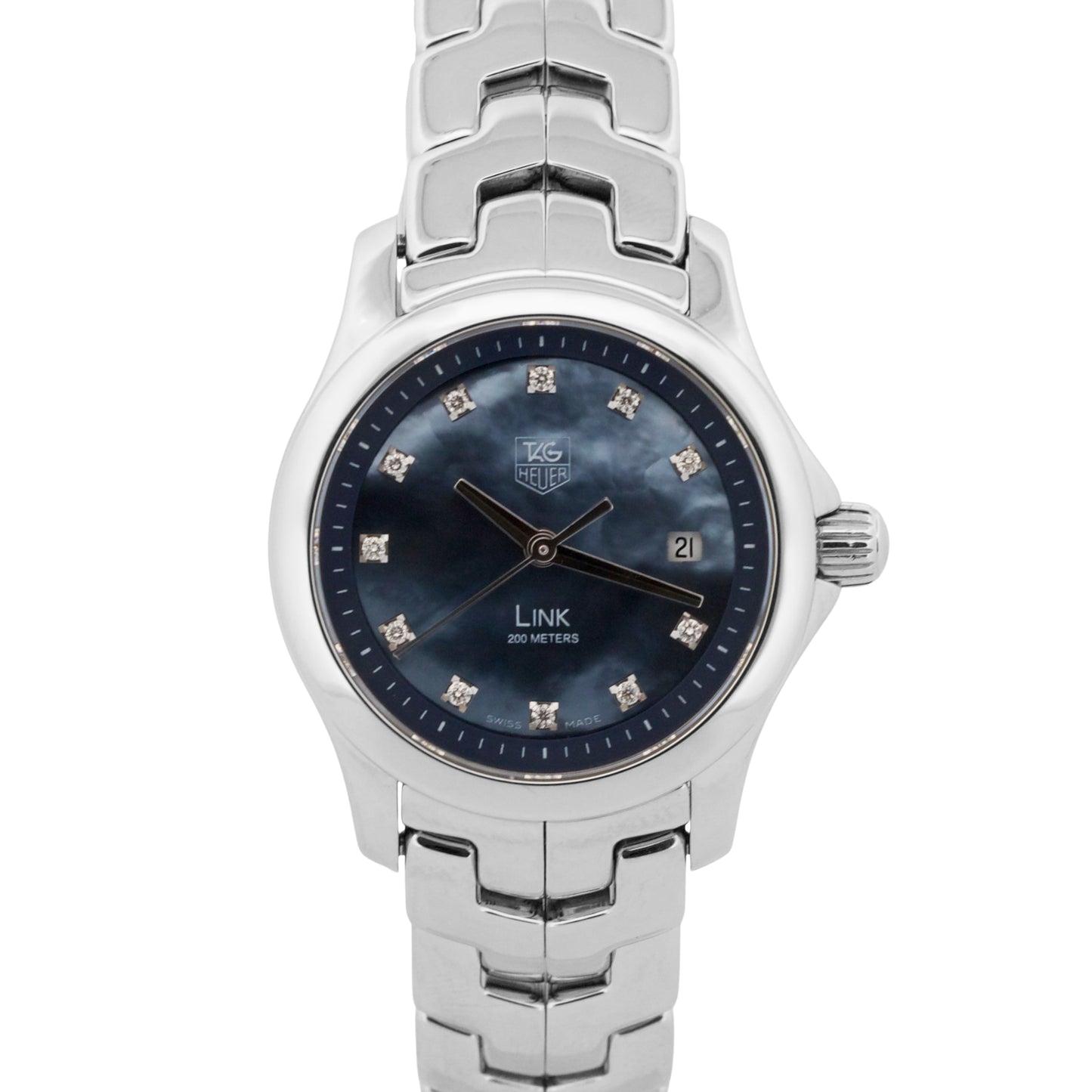 Ladies Tag Heuer Link BLUE MOP DIAMOND 27mm WJF131C.BA0572 Quartz Watch BOX