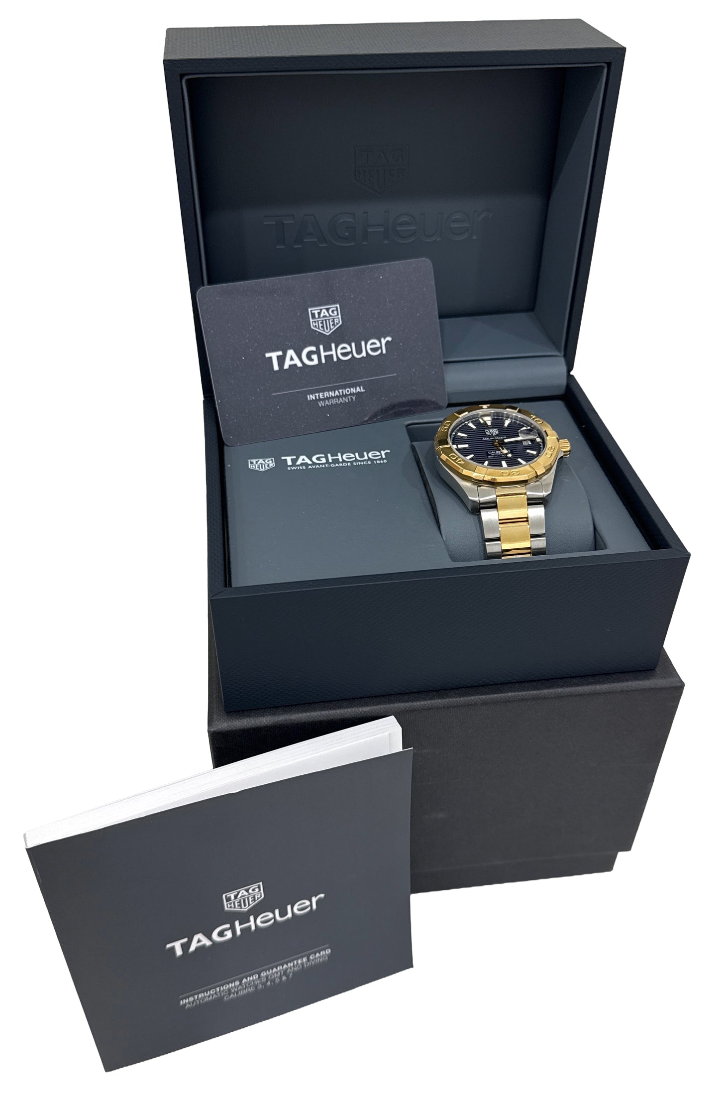 2021 PAPERS Tag Heuer Aquaracer Date BLUE Steel Gold WBD2120.BB0930 41mm BOX