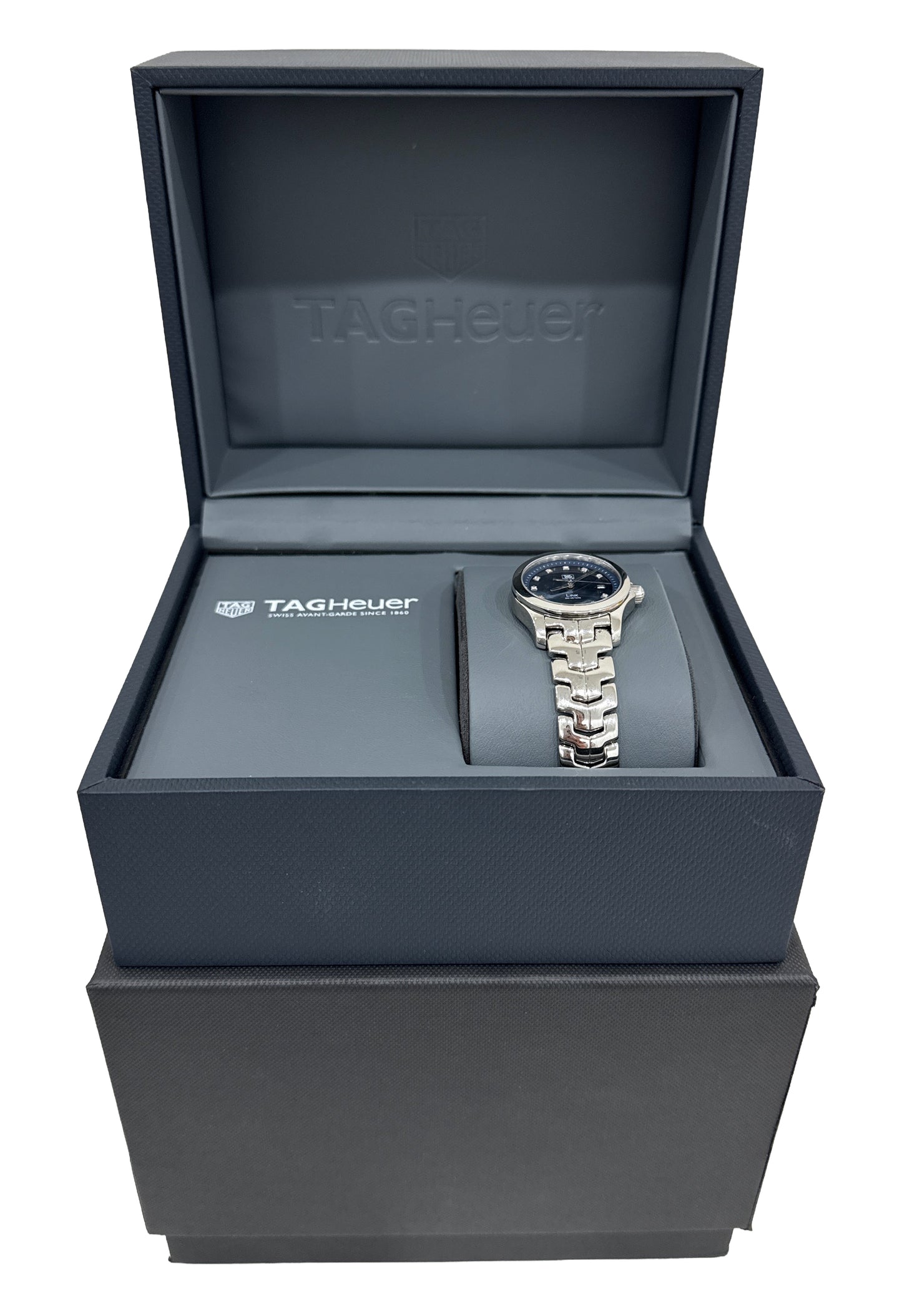 Ladies Tag Heuer Link BLUE MOP DIAMOND 27mm WJF131C.BA0572 Quartz Watch BOX
