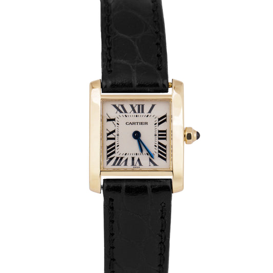PAPERS Cartier Tank Francaise 18k Yellow Gold Ivory 20mm Quartz Leather 1820