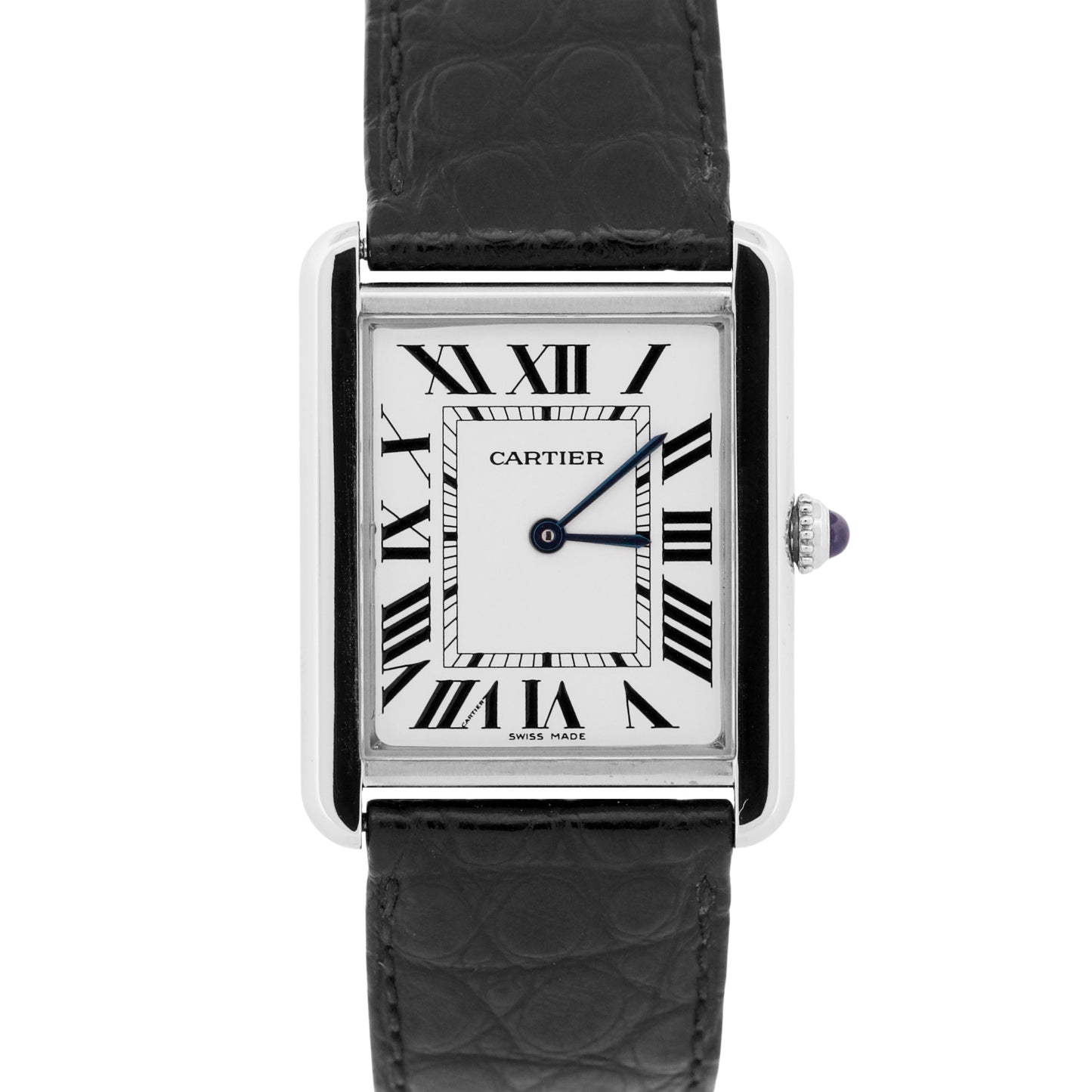 MINT Cartier Tank Solo Stainless Steel Roman Quartz 2715 W1018355 Leather Watch