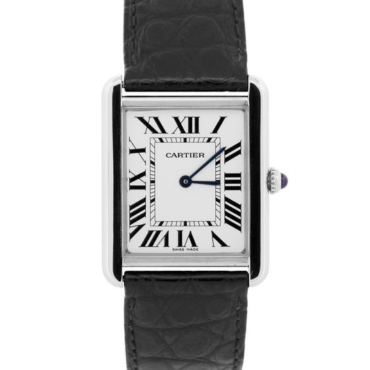 MINT Cartier Tank Solo Stainless Steel Roman Quartz 2715 W1018355 Leather Watch