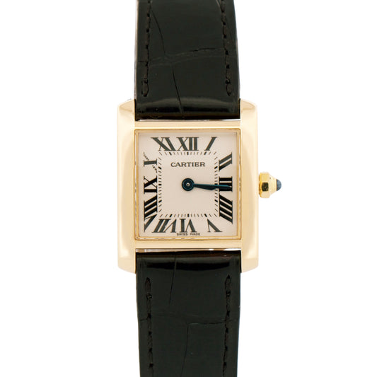 Ladies Cartier Tank Francaise 18k Gold 20mm Ivory Roman Quartz W5000256 2385