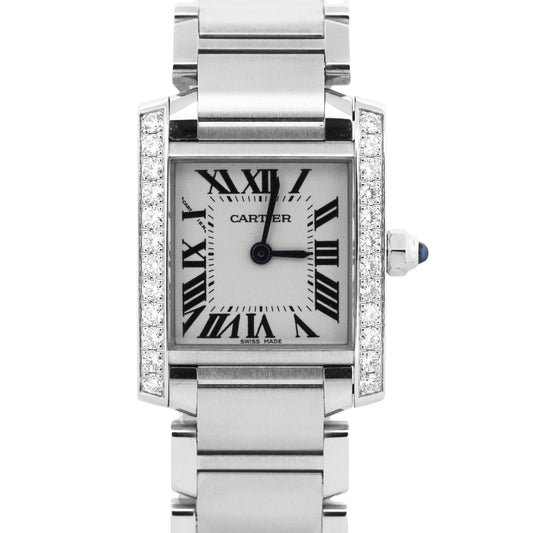 2021 PAPERS Cartier Tank Francaise 20mm IVORY DIAMOND Quartz W4TA0008 3217 BOX