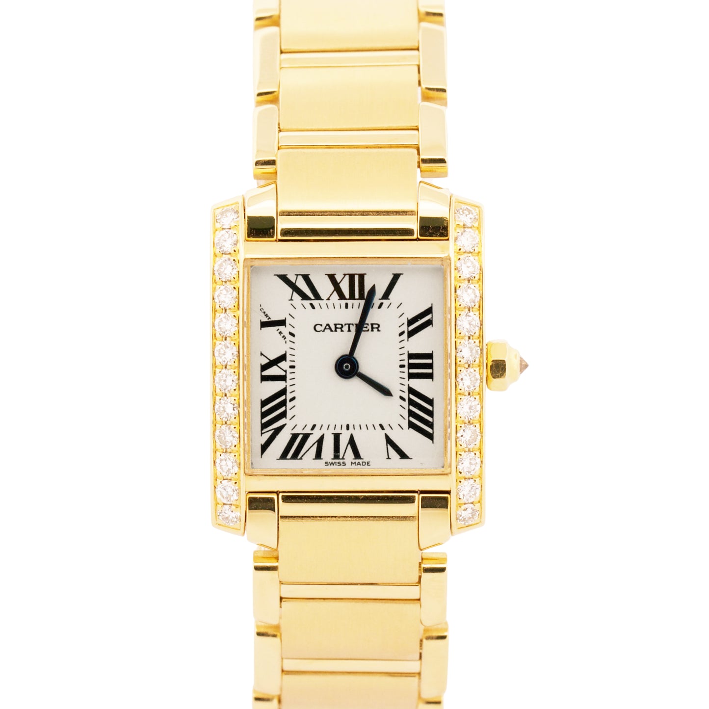 Cartier Tank Francaise 18k Gold 20mm FACTORY DIAMOND Quartz WE1001R8 2385 BOX