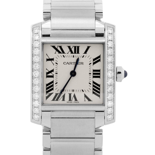 2018 PAPERS Ladies Cartier Tank Francaise 25mm DIAMOND Steel W4TA0009 3751 BOX