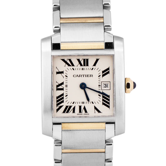 MINT Ladies Cartier Tank Francaise Midsize 2465 Two-Tone Gold Roman Quartz Watch